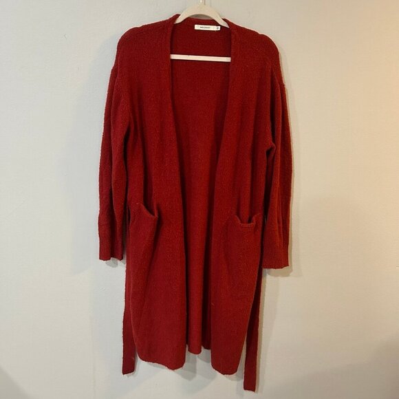 Moussy Front Tie Bright Red Long Robe Women's - Picture 1 of 6